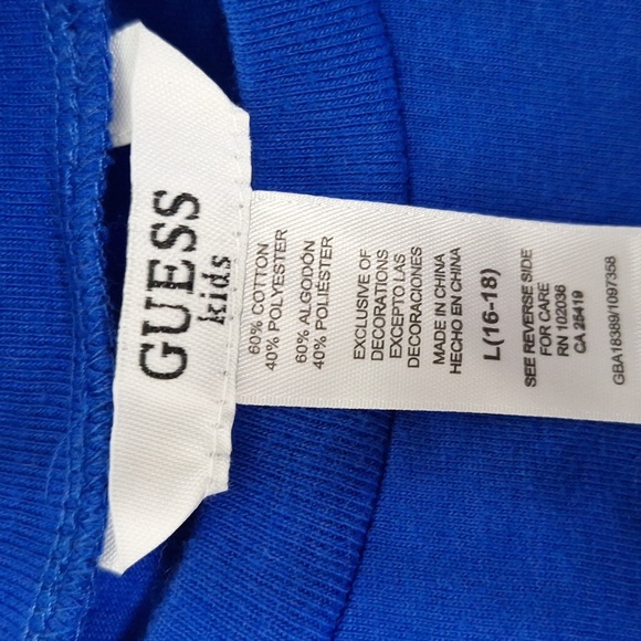 Guess NEW Kids Blue Logo Sporty Streetwear Pullover Short Sleeve T-Shirt Size L - Picture 7 of 10